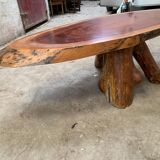 Table basse brutaliste bois massif