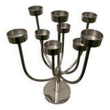 Silver metal candlestick with 8 stainless steel branches
