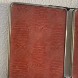 Vintage 1950s beveled barber triptych mirror in grenadine - 21 x 49 cm