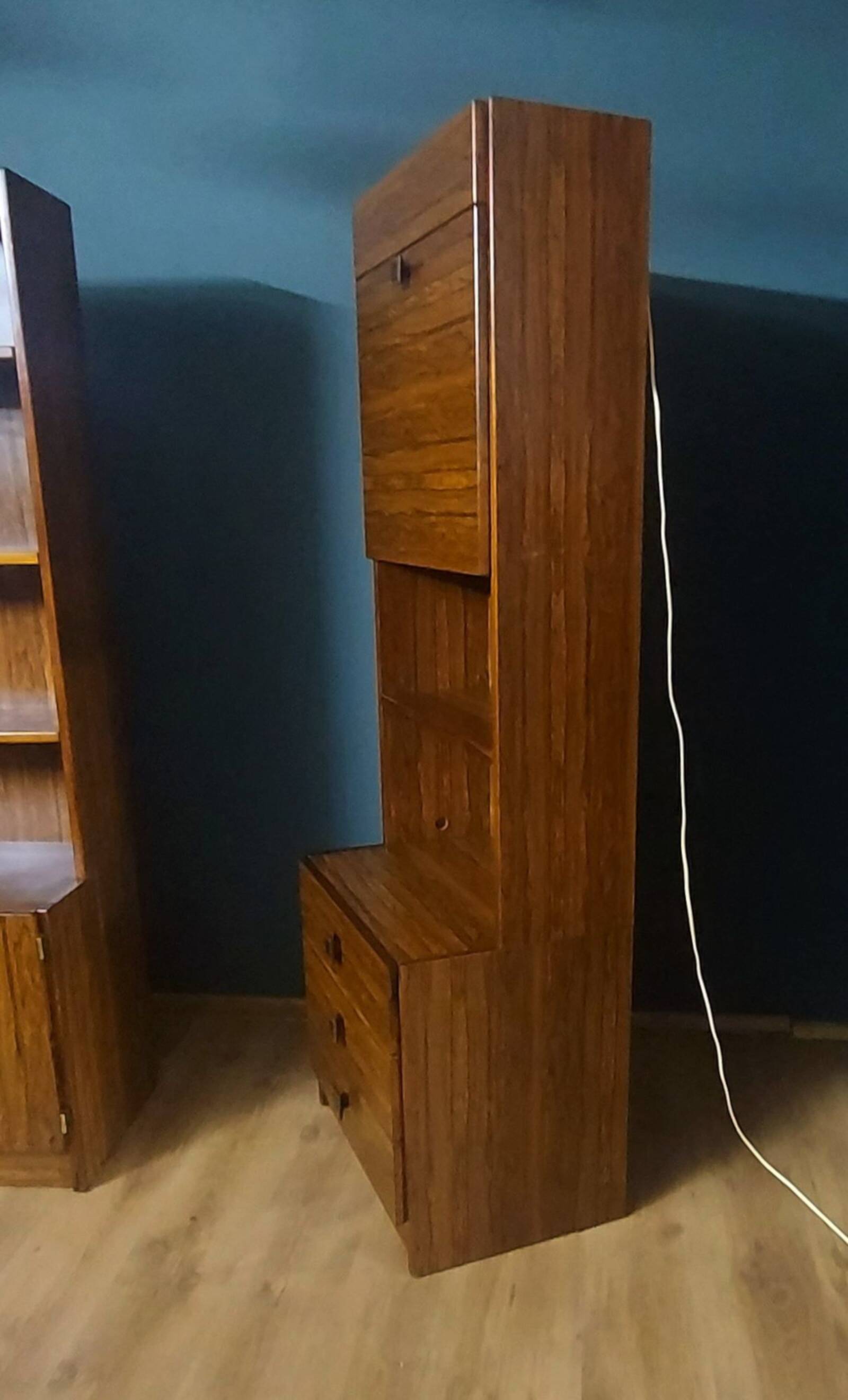 Shelf, 2 sections, rosewood veneer, 1960s/70s. 20th century