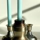 Industrial candle holders steel and silver bronze vintage