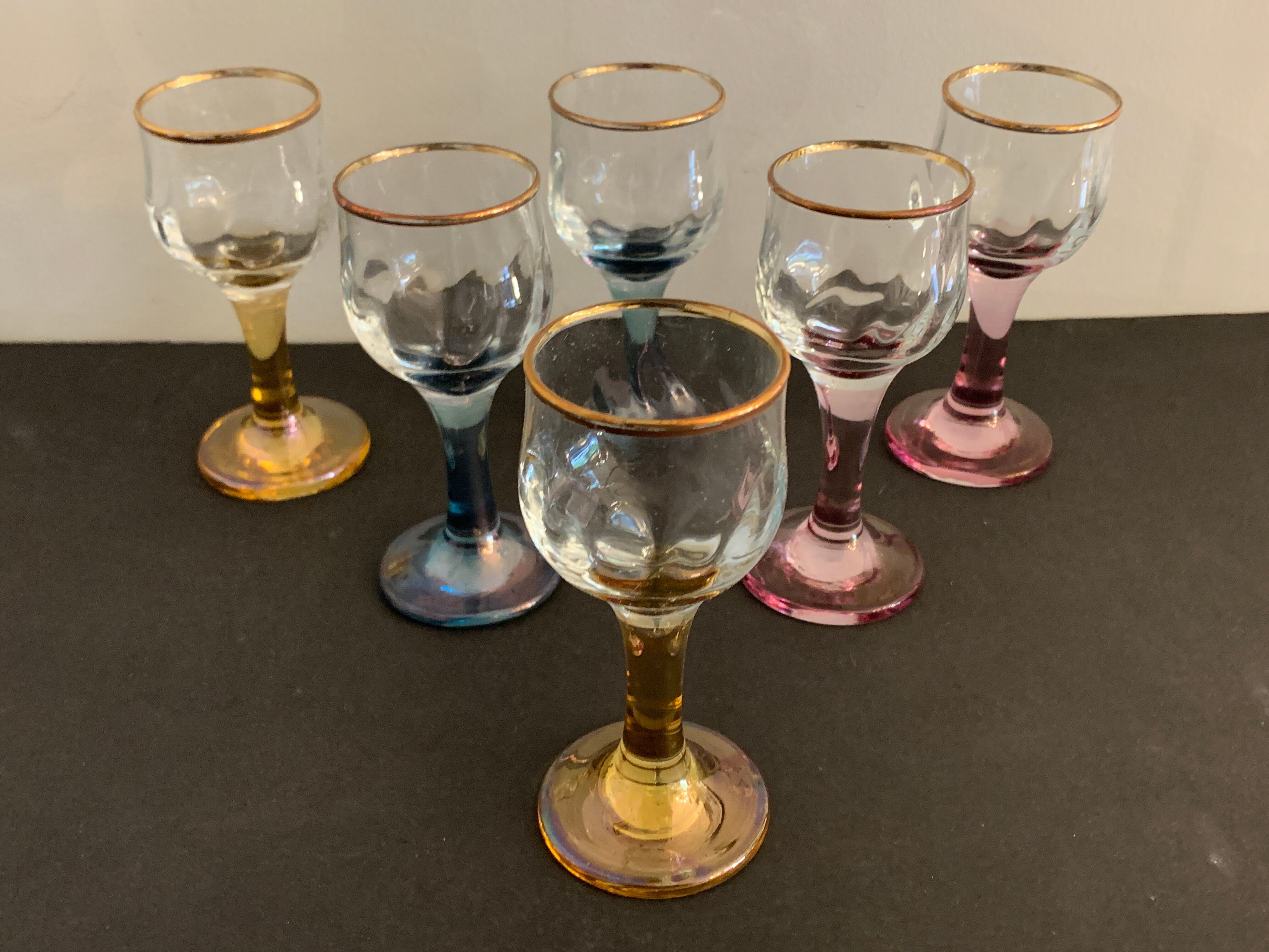 6 verres à digestif soufflés verrerie italienne Venise, Murano, A. Dal Borgo