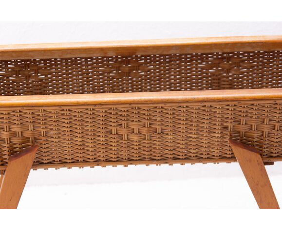 Mid Century Wicker And Beech Plant Stand 1960 S Central Europe Selency Beech Plant Stand 1960 S, Wicker Central Outdoor Furniture
