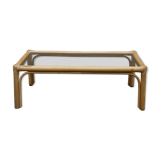 Rattan and glass coffee table