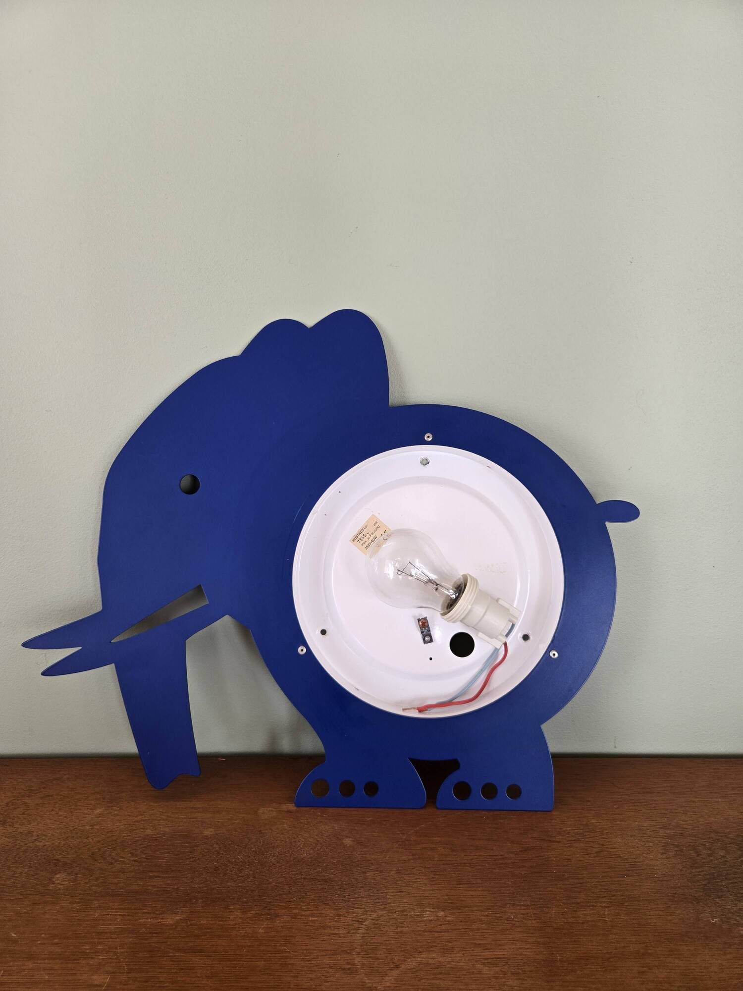 Vintage Elephant wall lamp in metal and opaline - design Hustadt Leuchten