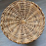 Vintage pouf braided wicker storage chest