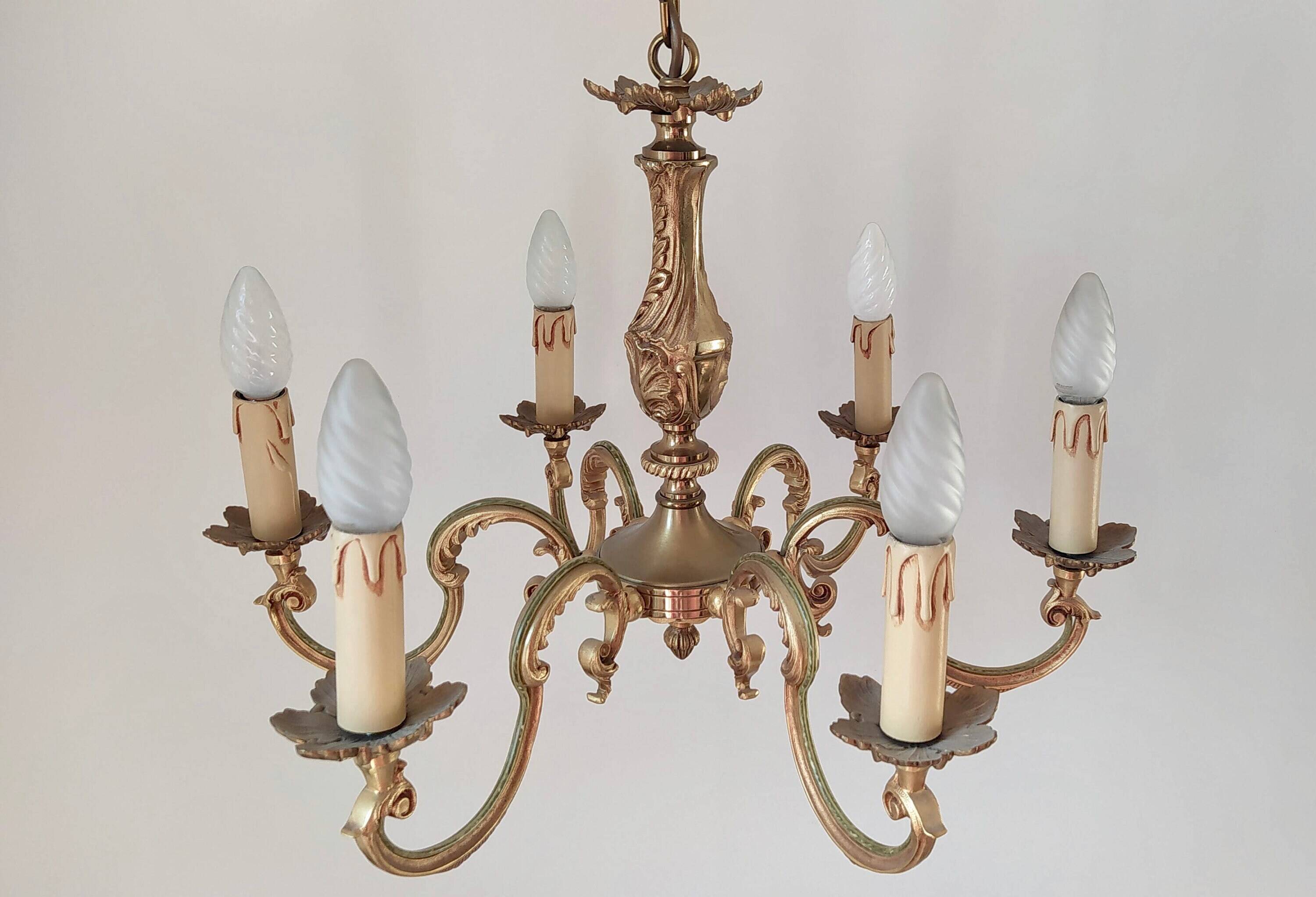 Genuine bronze lustre Lucien Gau Paris 6 lights 1960s