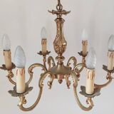 Genuine bronze chandelier Lucien Gau Paris 6 lights from the 60s