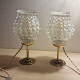 Duo lamps chiseled glass antique bronze base