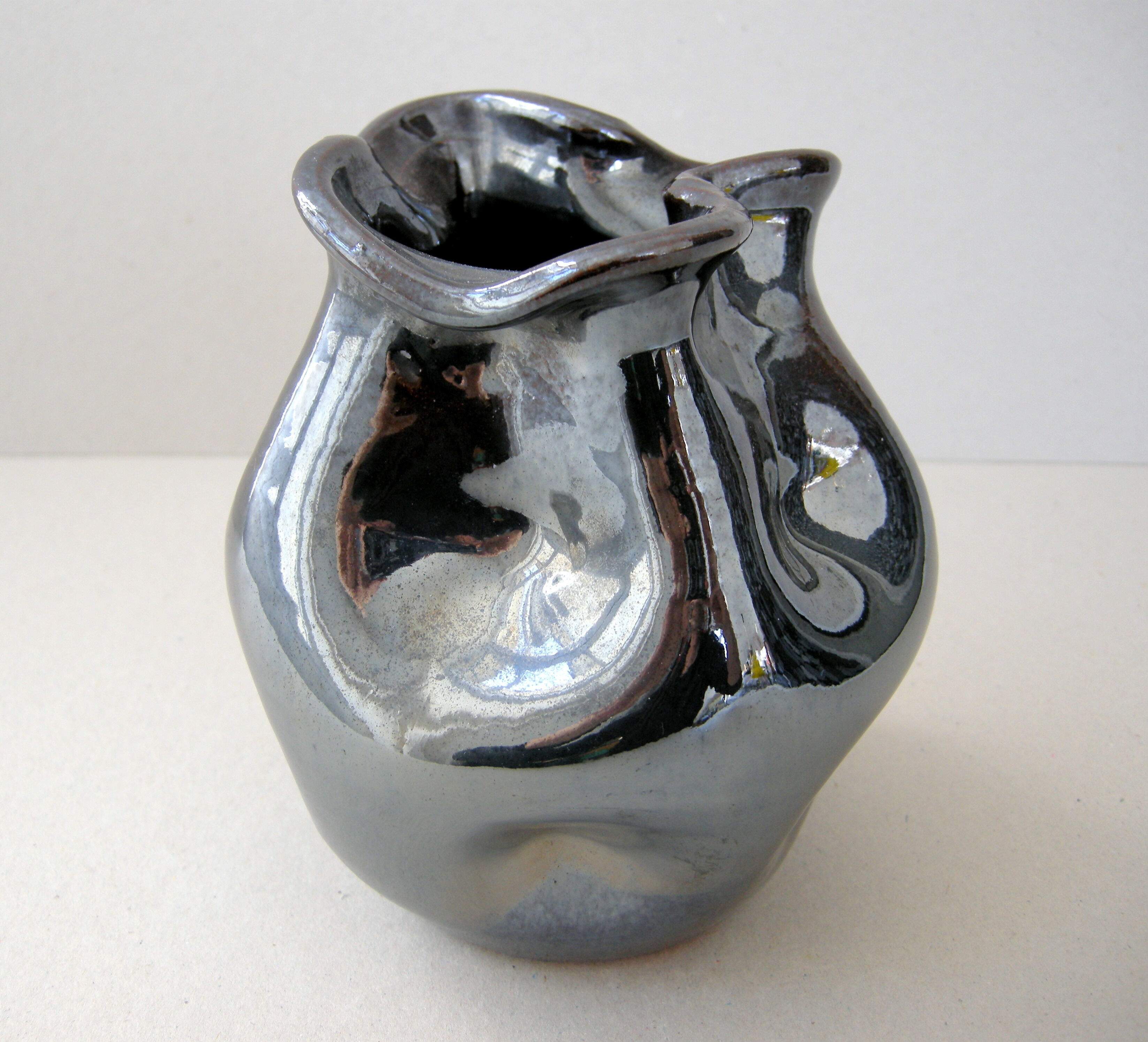 Vintage vase black iridescent 1950