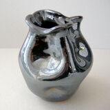 Vintage vase black iridescent 1950
