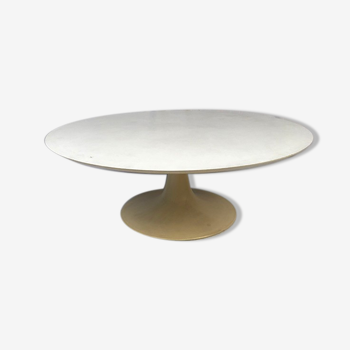 Table basse pied tulipe et plateau rond tournant, grosfillex années 60