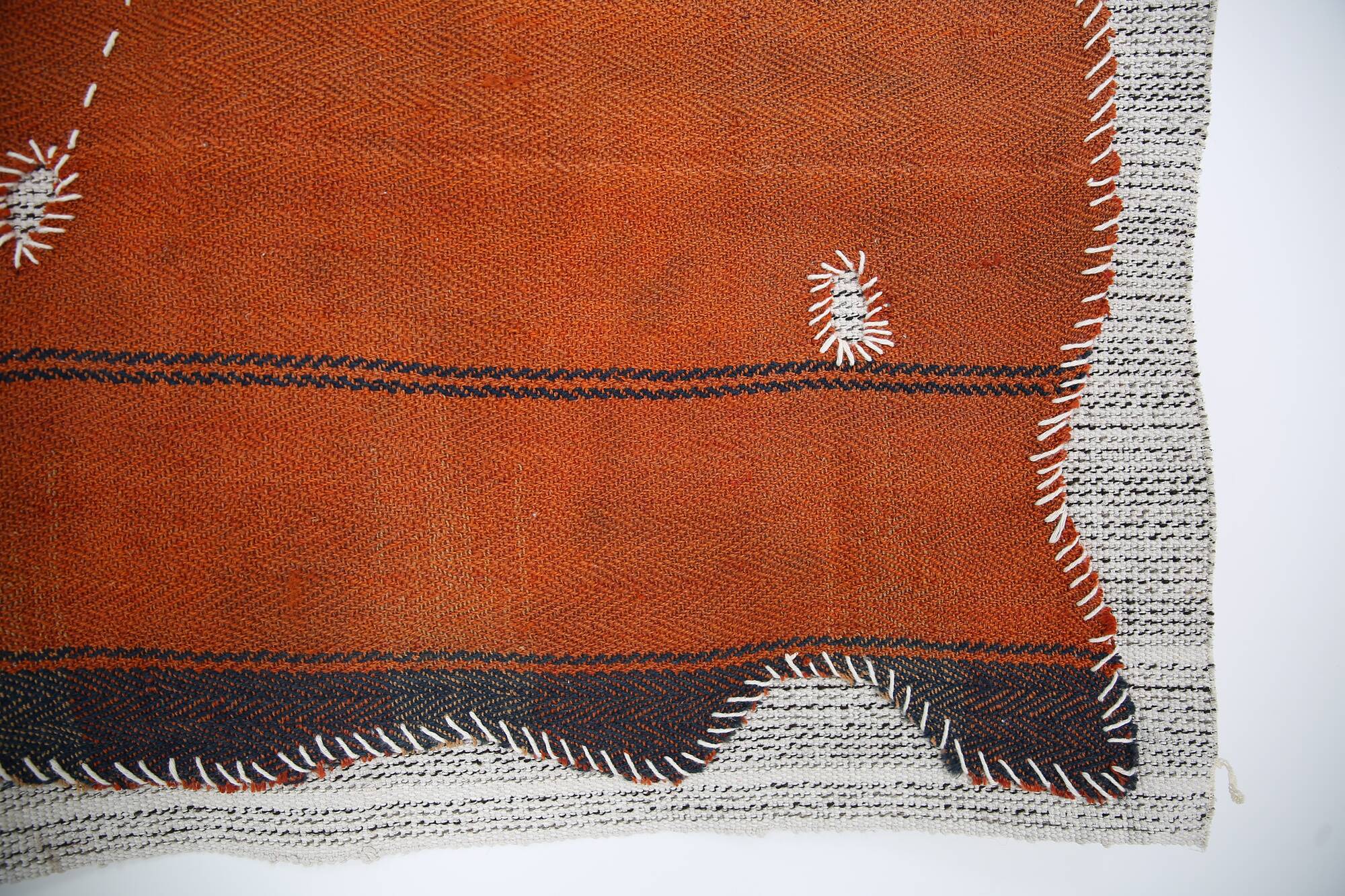 Navy Blue Hand Woven Wool Wall Hanging Tapestry Rug, 105x135 Cm