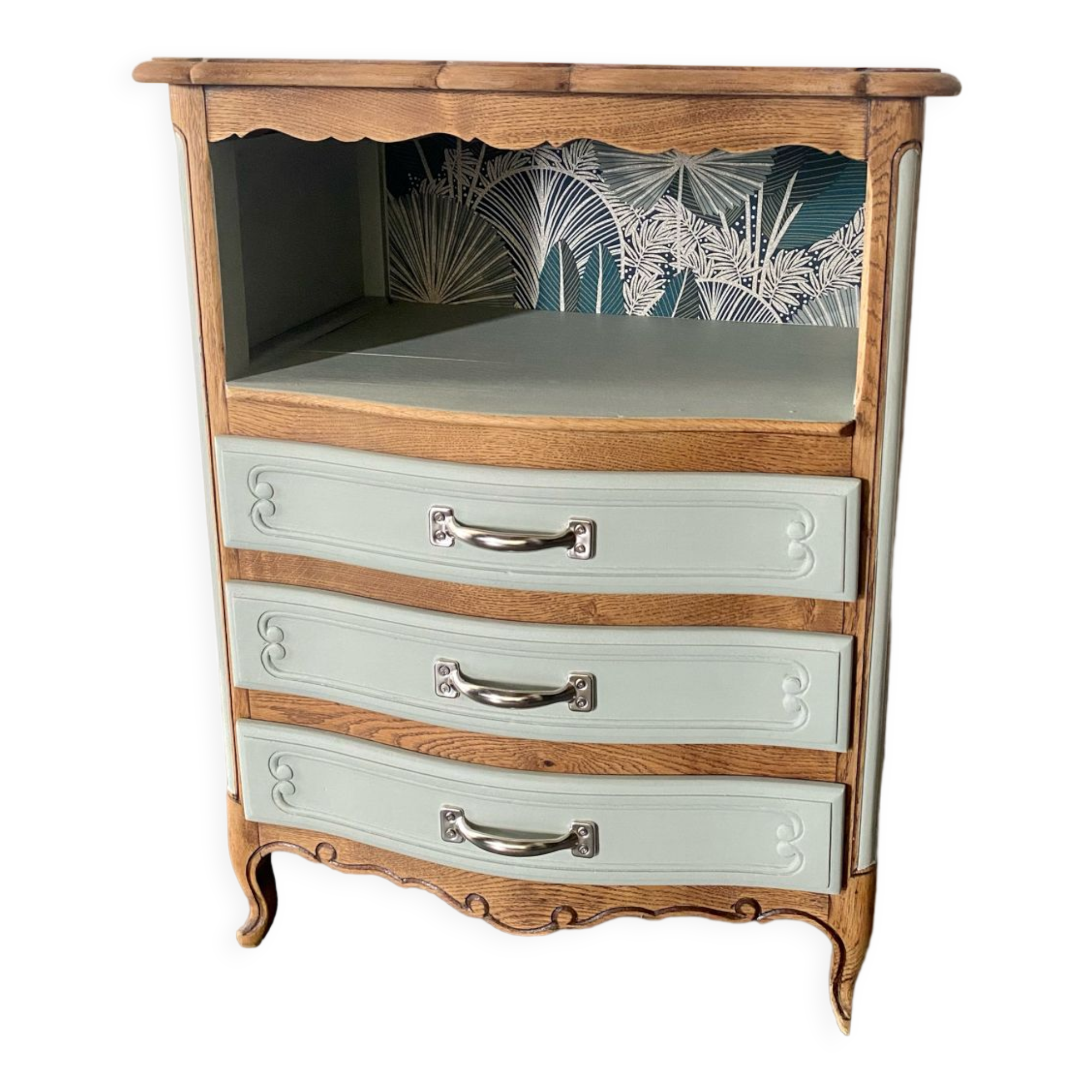 Vintage sage green chest of drawers and solid wood