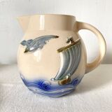 Digoin France barbotine pitcher with marine decor