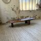 Table basse années 50 plateau bois exotique XXL