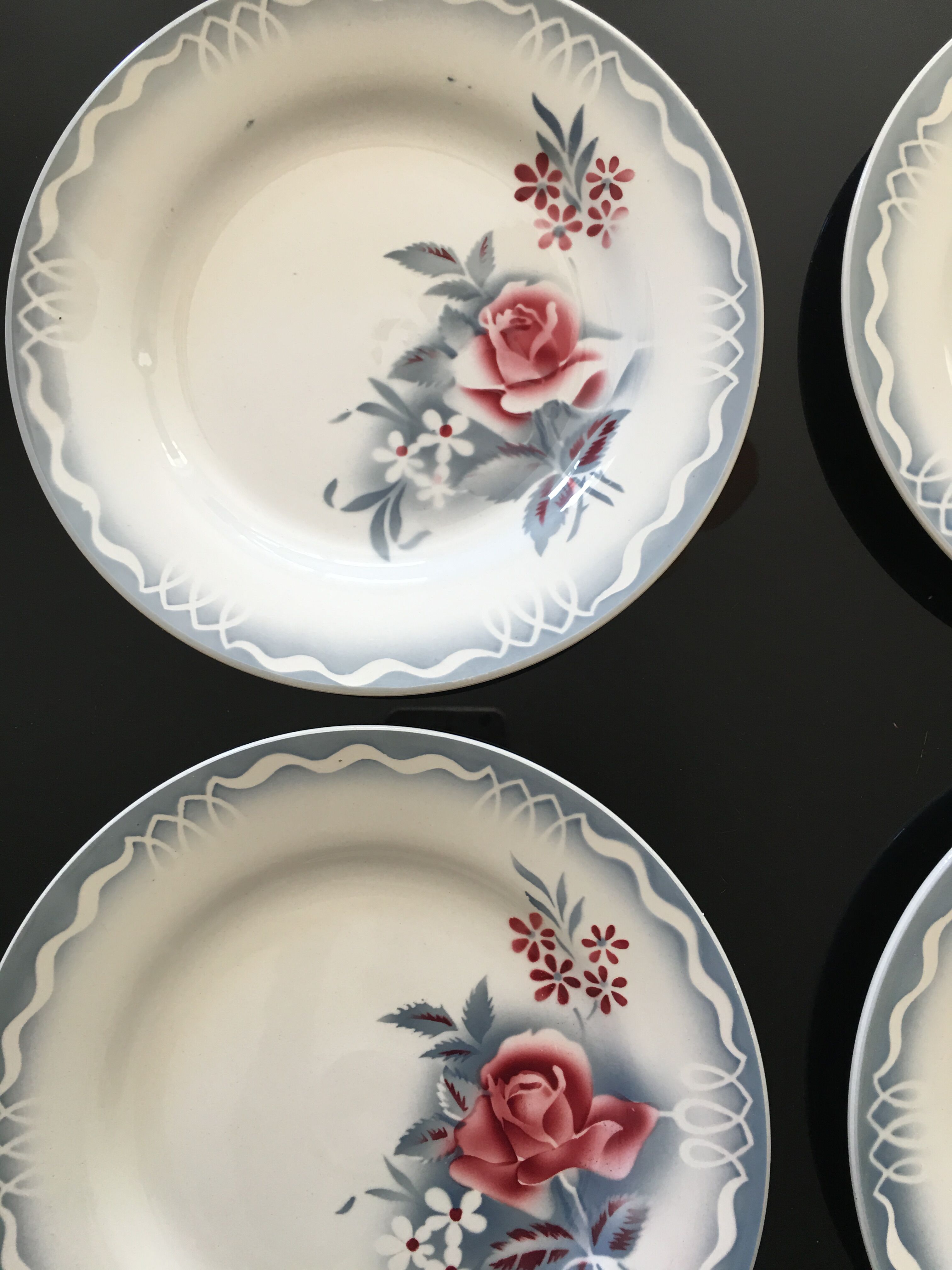 Set de 6 assiettes Digoin Sarreguemines modèle Olga