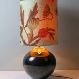 Vintage table lamp signed Louis Drimmer, glazed ceramic & lampshade