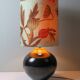 Vintage table lamp signed Louis Drimmer, glazed ceramic & lampshade