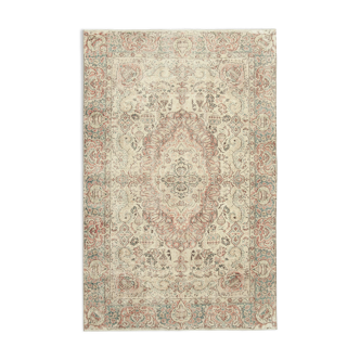 Handwoven Antique Anatolian Beige Carpet 193 cm x 297 cm