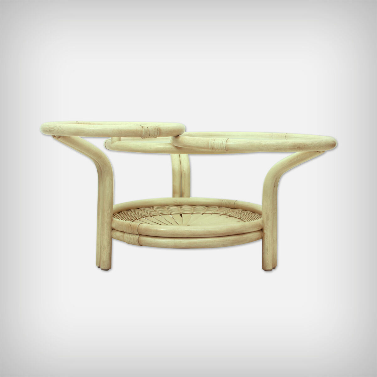 German rattan & glass coffee table by Flechtatelier Schütz - 1970s