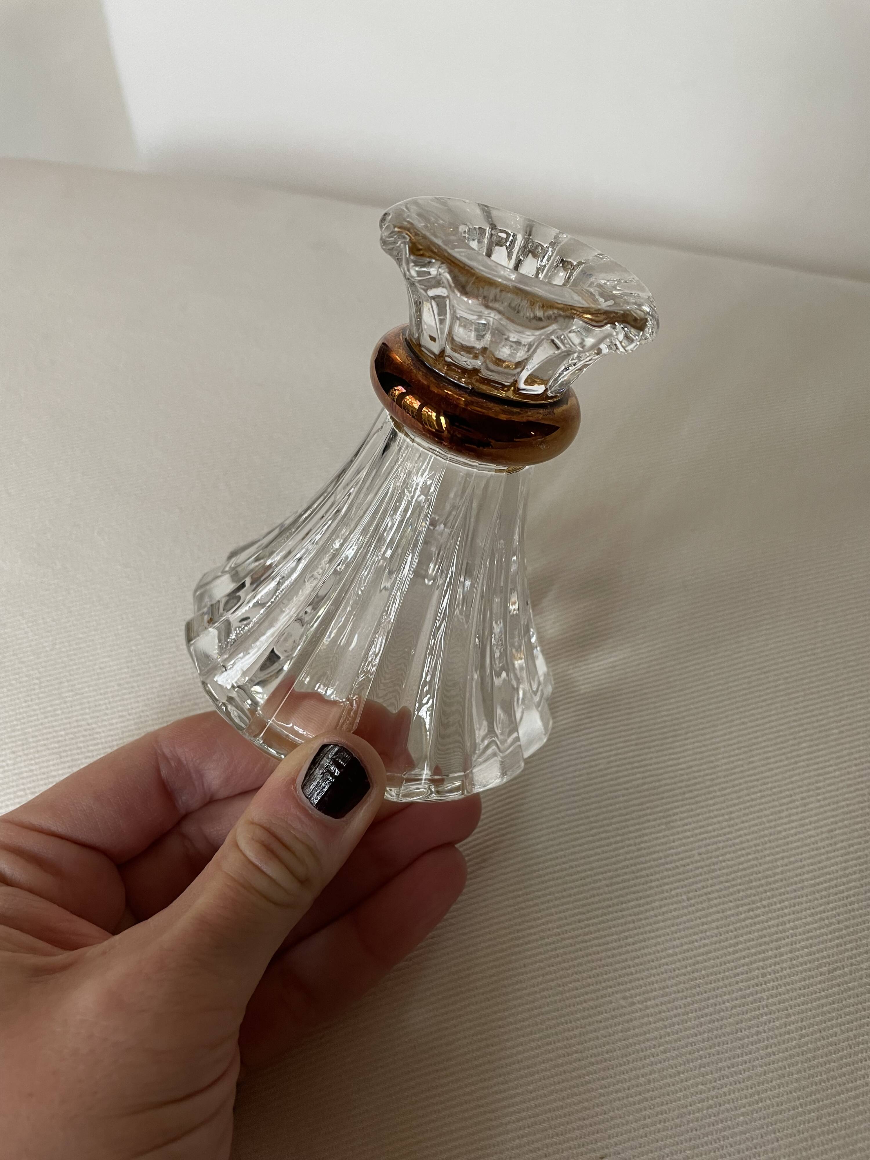 Lustre Cristal D'Arques, Bougeoir À Bord Doré