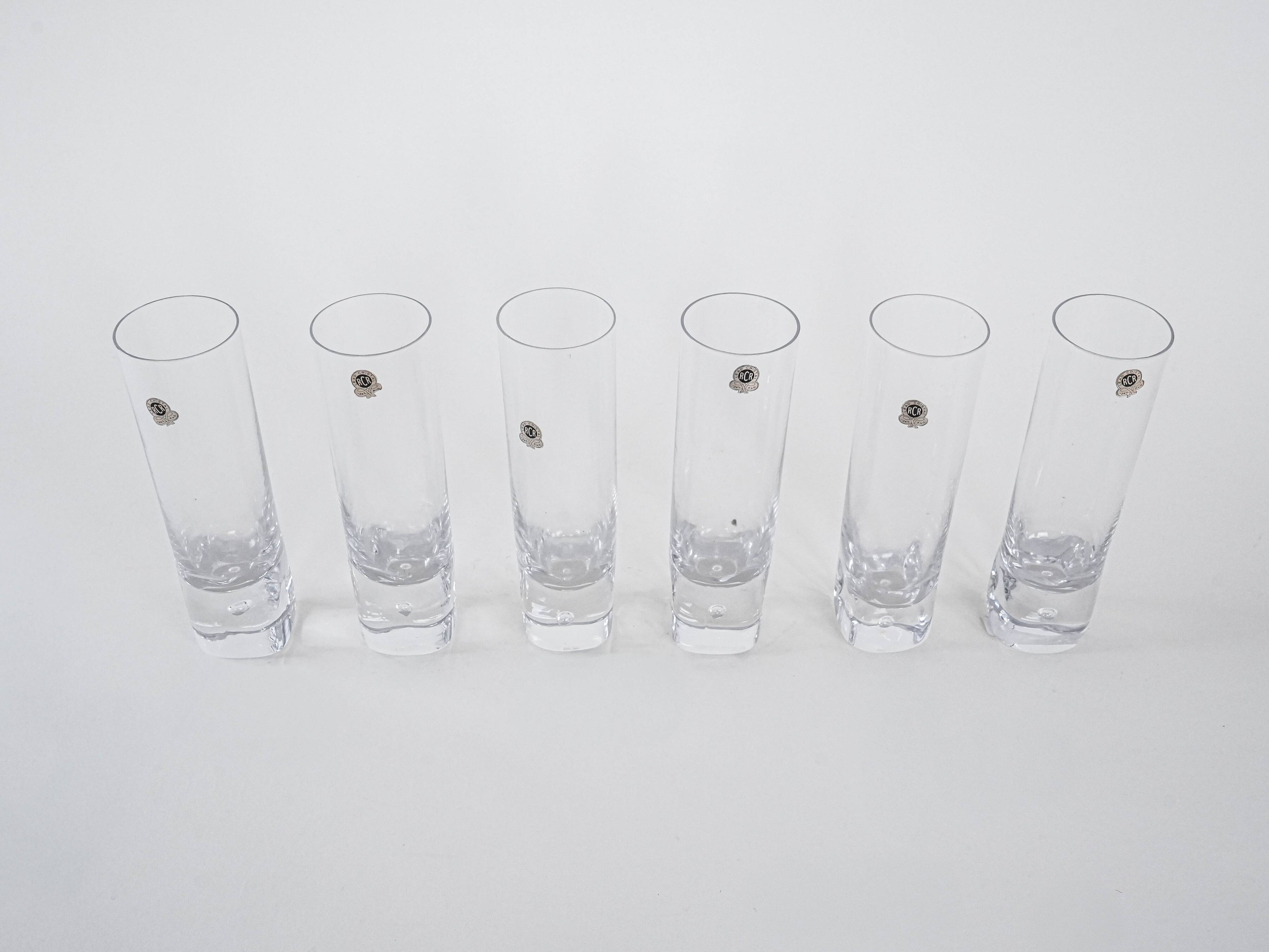 Set of crystal glasses, Italian design, 1970s,  RCR Cristalleria Italiana