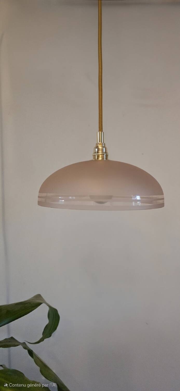 Pendant light, frosted pink glass