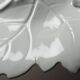 Celadon porcelain vine leaf dish by L. Michelaud, Limoges, 1930-50.