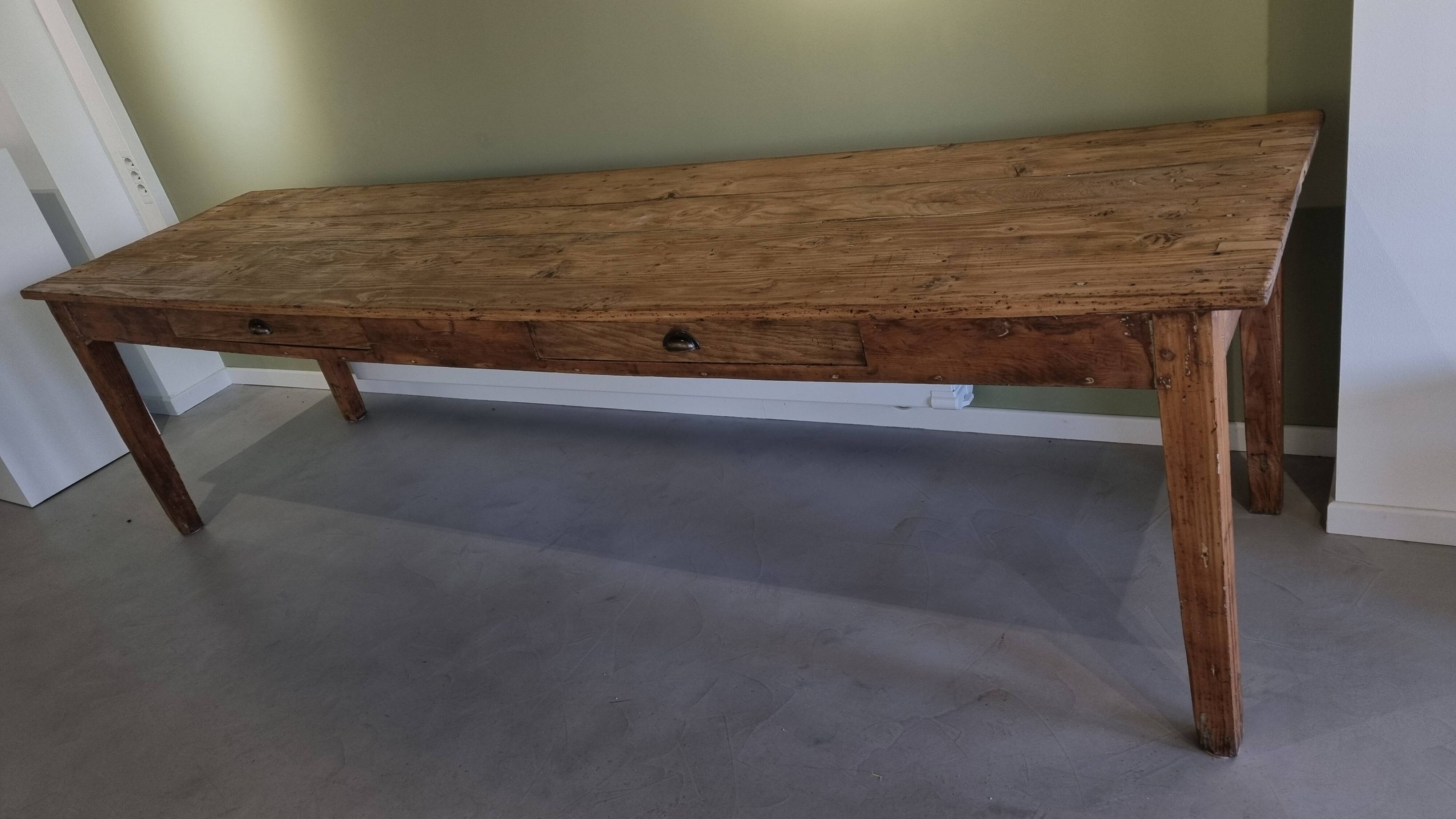 19th-century farmhouse table in pine