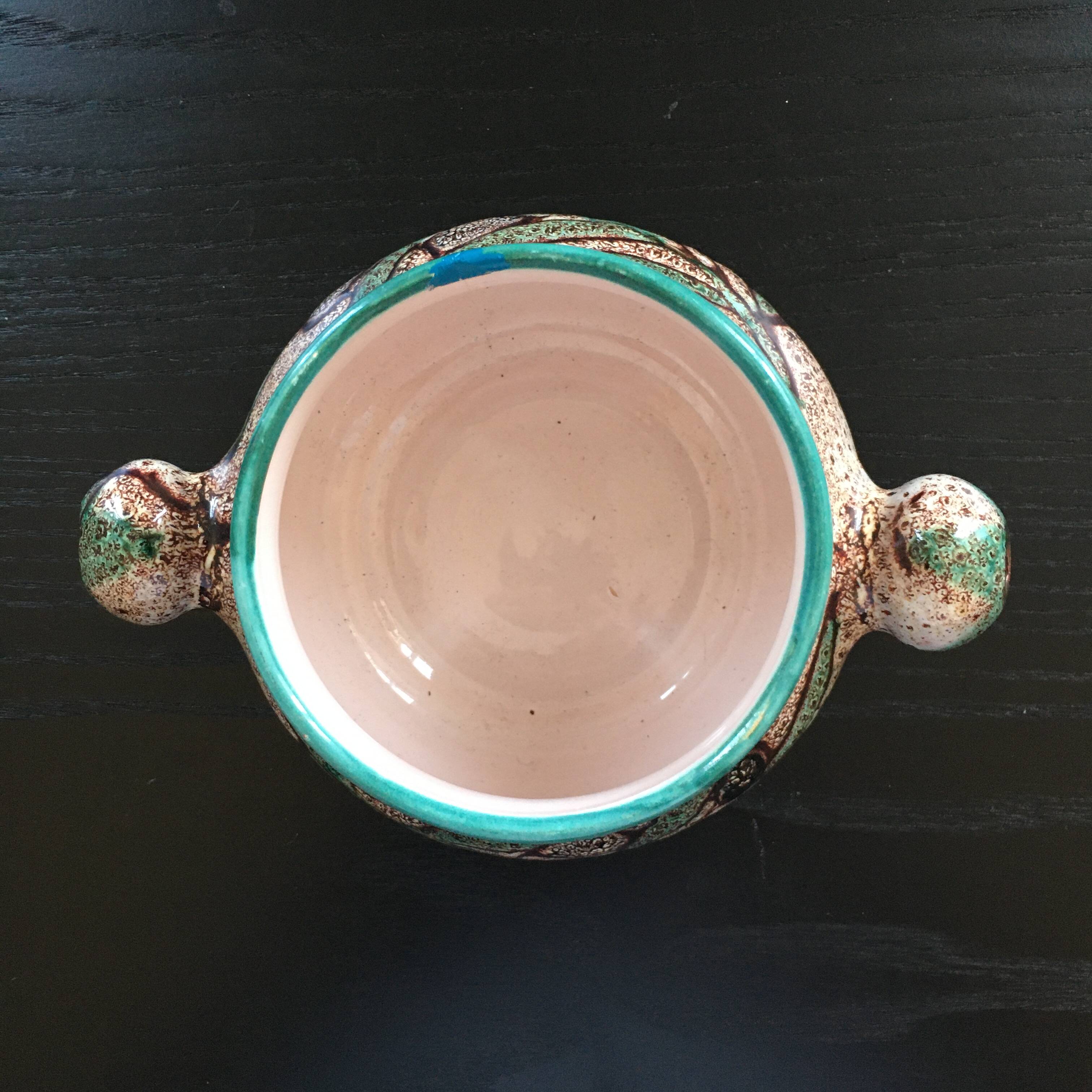 Pot signed Vallauris olive decor