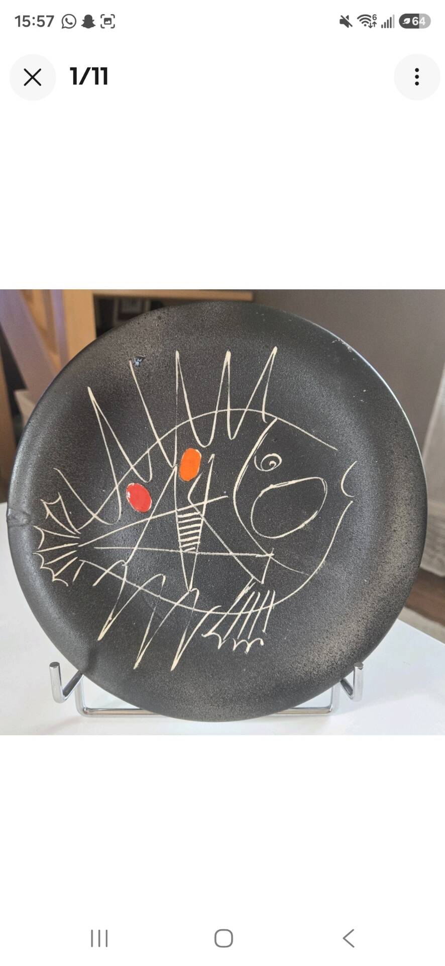 Magnificent vintage Vallauris plate "the cart" Picasso style 1950-