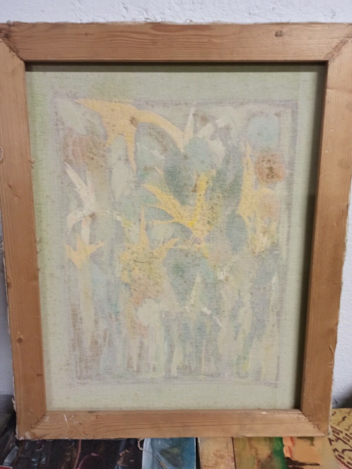 Oil on canvas signed 70's abstract