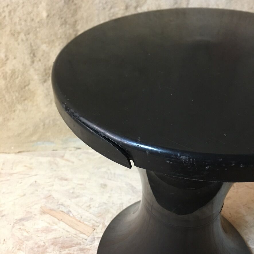 4 Original Black Tam Tam Stools by Henry Massonet