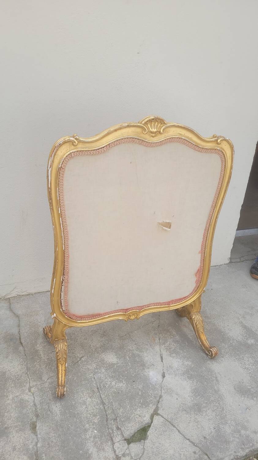 Louis xv style fireplace screen fire screen in gilded wood 19th century tapestry