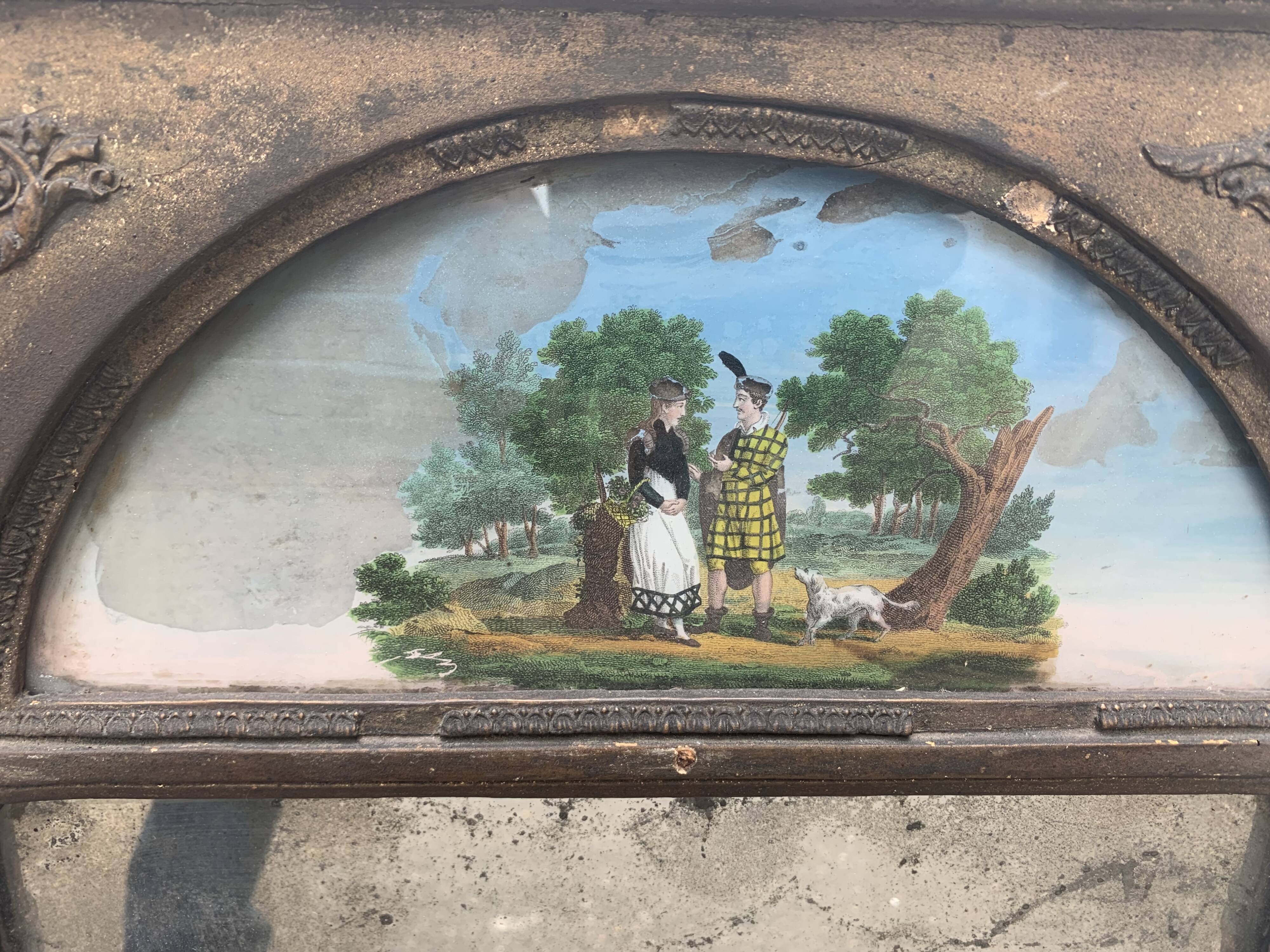 Wooden trumeau and gilded stucco hanging on glass XIX century