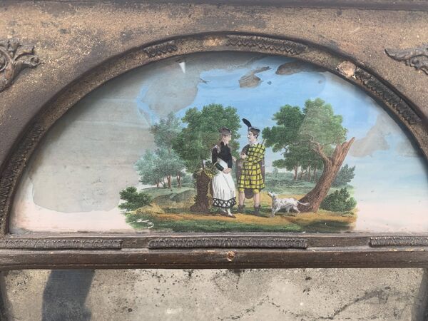 Trumeau en bois et stuc doré penture sur verre XIX siècle