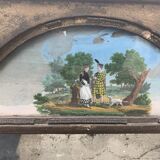 Trumeau en bois et stuc doré penture sur verre XIX siècle