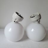 Duo of opaline and porcelain pendant lights