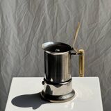 Small silver and gold Italian coffee maker Alpu-F Puppieni in stainless steel