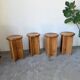 Set of 4 oak stools from the 1950s, constructivist style.