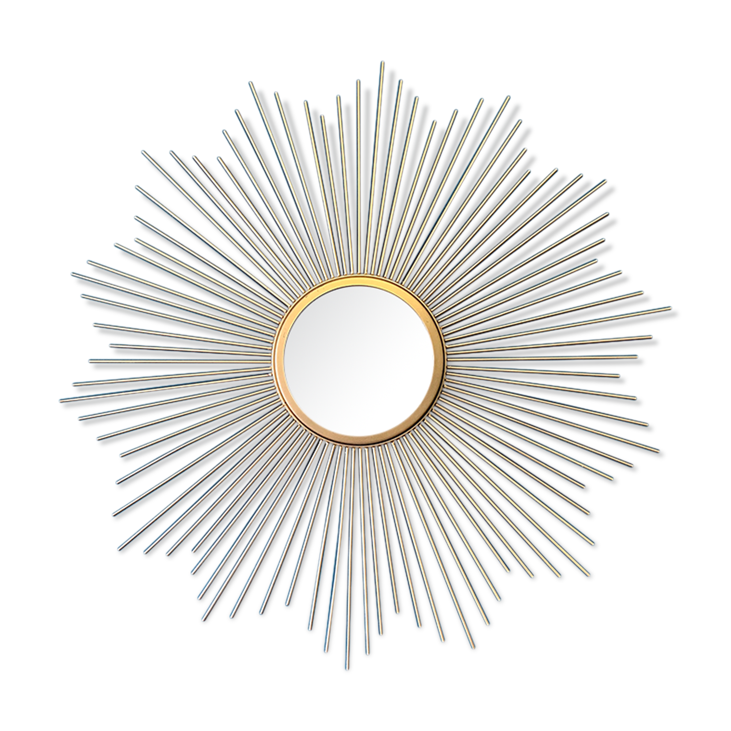 Sun mirror in gilded metal