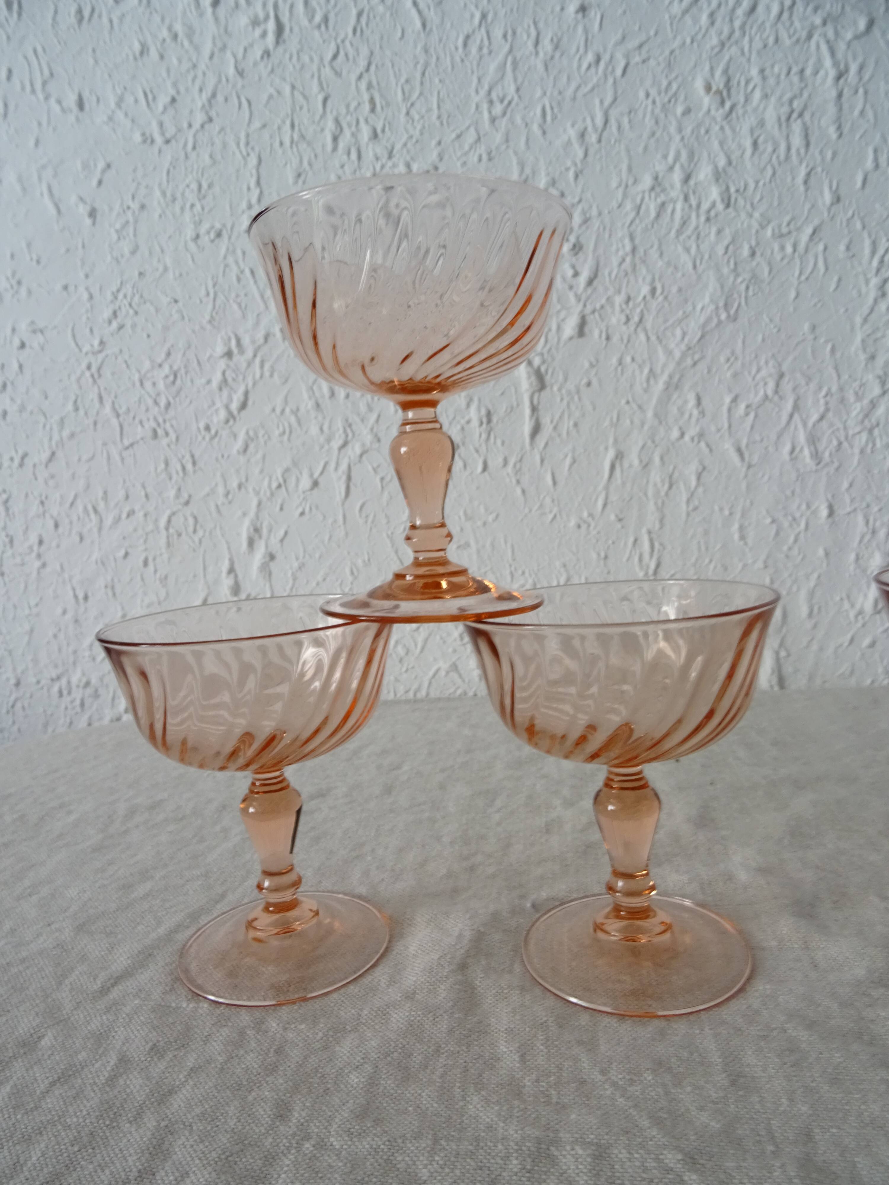 6 glasses dessert or champagne rosaline luminarc 480323 pink glass