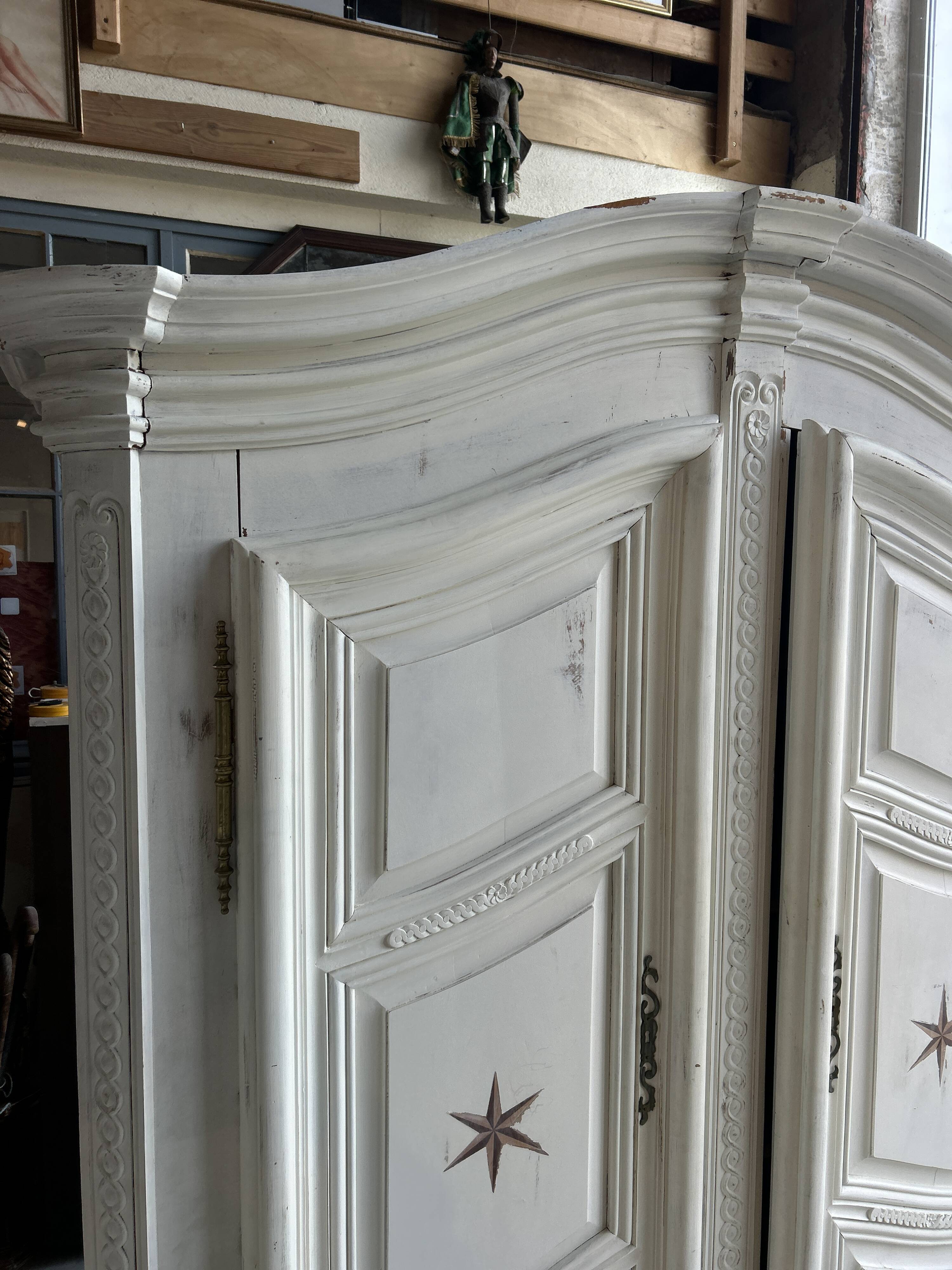 Two-door painted wardrobe, Louis XIV style, Alsatian regional work.