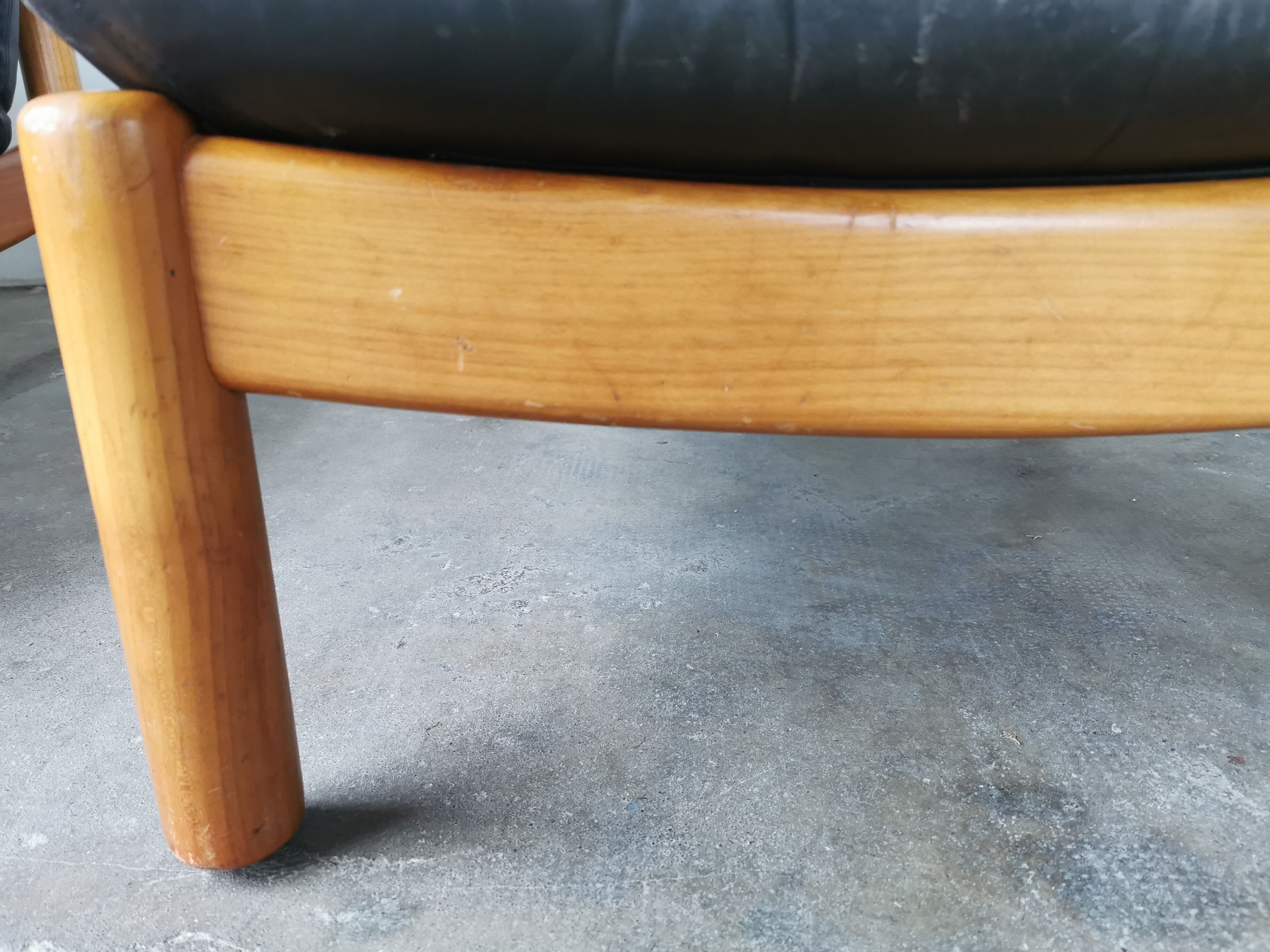 Pair of designer leather armchairs 80s