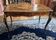 Desk, rosewood marquetry table, bronze ornaments dating from the late 19th century.