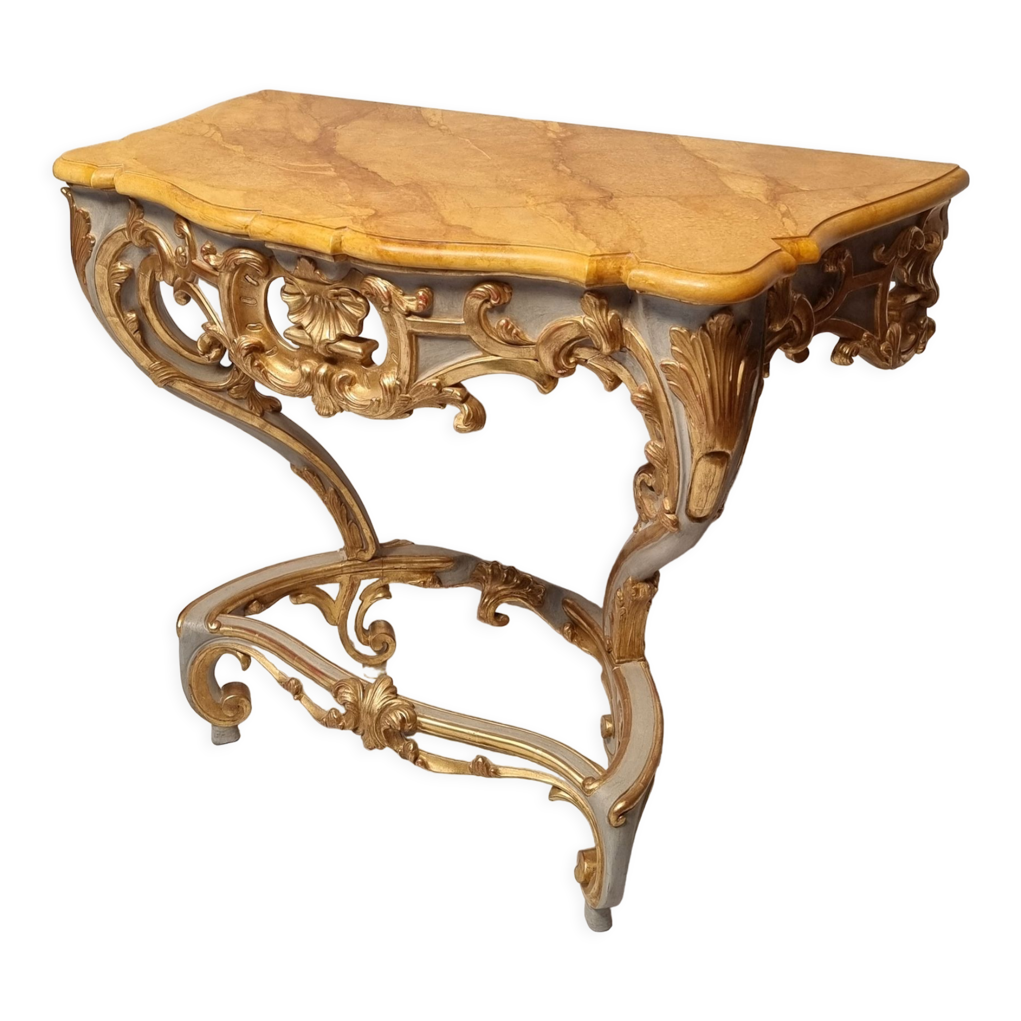 Console de style louis xv sur quatre pieds - bois laqué - 19ème