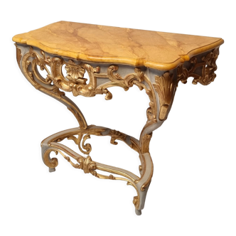 Louis xv style console on four legs - lacquered wood - 19th