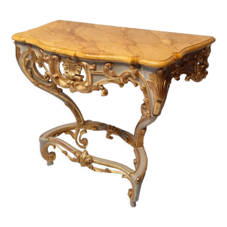 Console de style louis xv sur quatre pieds - bois laqué - 19ème