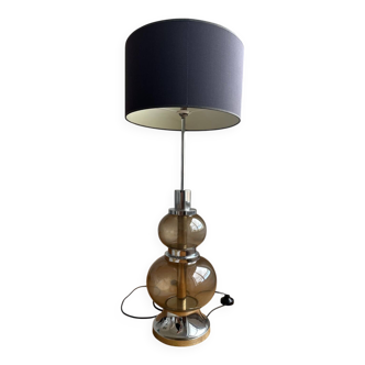 Lampe à 2 boule verre fumé vintage 1970